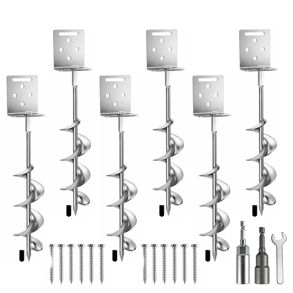 18″ 6pcs Ground Anchors with L Bracket, Full Welded Shed Anchor, Trampoline A…