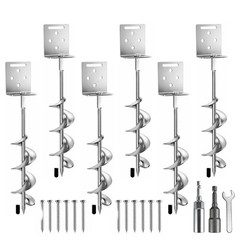 18″ 6pcs Ground Anchors with L Bracket, Full Welded Shed Anchor, Trampoline A…