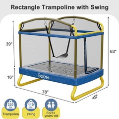 6.5FT Rectangle Trampoline with Swing Safety Enclosure Backyard for Kids Toddler