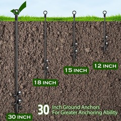 4 Pcs 30″ Ground Anchors Shed Anchors Kit Heavy Duty 12mm Solid Steel, Triple…