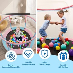 60″ Toddler Trampoline for Kids, 5FT Adjustable Trampoline Indoor Outdoor wit…