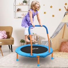 36-Inch Toddler Trampoline with Foam Handle, Foldable Indoor Orange and Blue