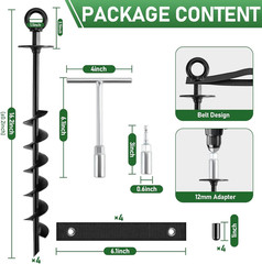 Ground Anchors Screw In Heavy Duty Stakes Kit for Trampolines Swing Sets Shed