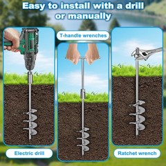 Insaga 24” Heavy Duty Ground Anchors Screw in 10mm Solid Steel with L Bracke…