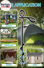 Ground Anchors Screw in 4Pcs, Trampoline Stakes Anchors with Straps Resistant Hi