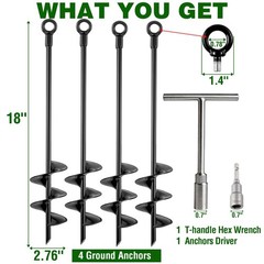 Heavy Duty Ground Anchors 18 Inch 4 Pack Screw In Trampoline Stakes Shed