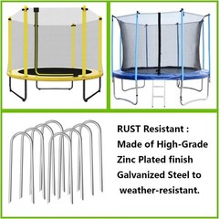 8 PCS Silver 10 Inch Trampoline Stakes Heavy Duty U Type Ground Anchors