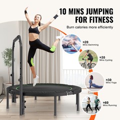 52″ Foldable Mini Fitness Trampoline Adults Exercise Rebounder with Handle