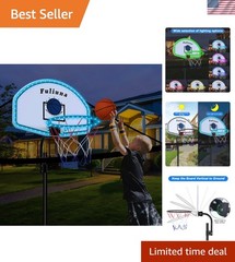 Solar Power Trampoline Basketball Hoop with Led Lights, Easy to Install Baske…
