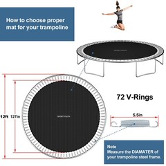 Replacement Trampoline Mat Fits 12ft 14ft 15ft Frame 72 88 96 Rings +Spring Tool