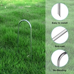Heavy Duty Trampoline Stakes, High Wind Anchors, Galvanized Steel, U-Shaped Set