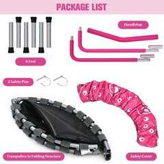 36″ Kids Trampoline Rebounder W/Full Covered Handrail & Pad Indoor Outdoor Pink