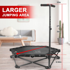 Foldable Mini Trampoline — One-Step Fold & Open, 42″ Rebounder Trampoline for Ad