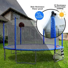 16FT Trampoline with Enclosure Net Outdoor Trampoline with Soccer Goal Ladder