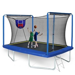 YC 8ft by 12ft Rectangular Trampoline w/ Basketball Board Ladder for Kid & Adult