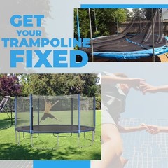 Trampoline Safety Enclosure Set: Outside Net Straight Poles Foam Sleeves U-Bolts