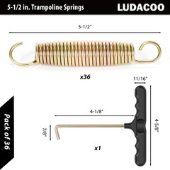Heavy Duty Stainless Steel Trampoline Springs with Hooks & T-Hook Tool, 12-48 Pa