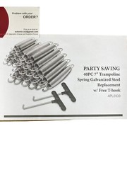 40 7 Inch Trampoline Springs Heavy-Duty Galvanized Steel Replacement Set Kit