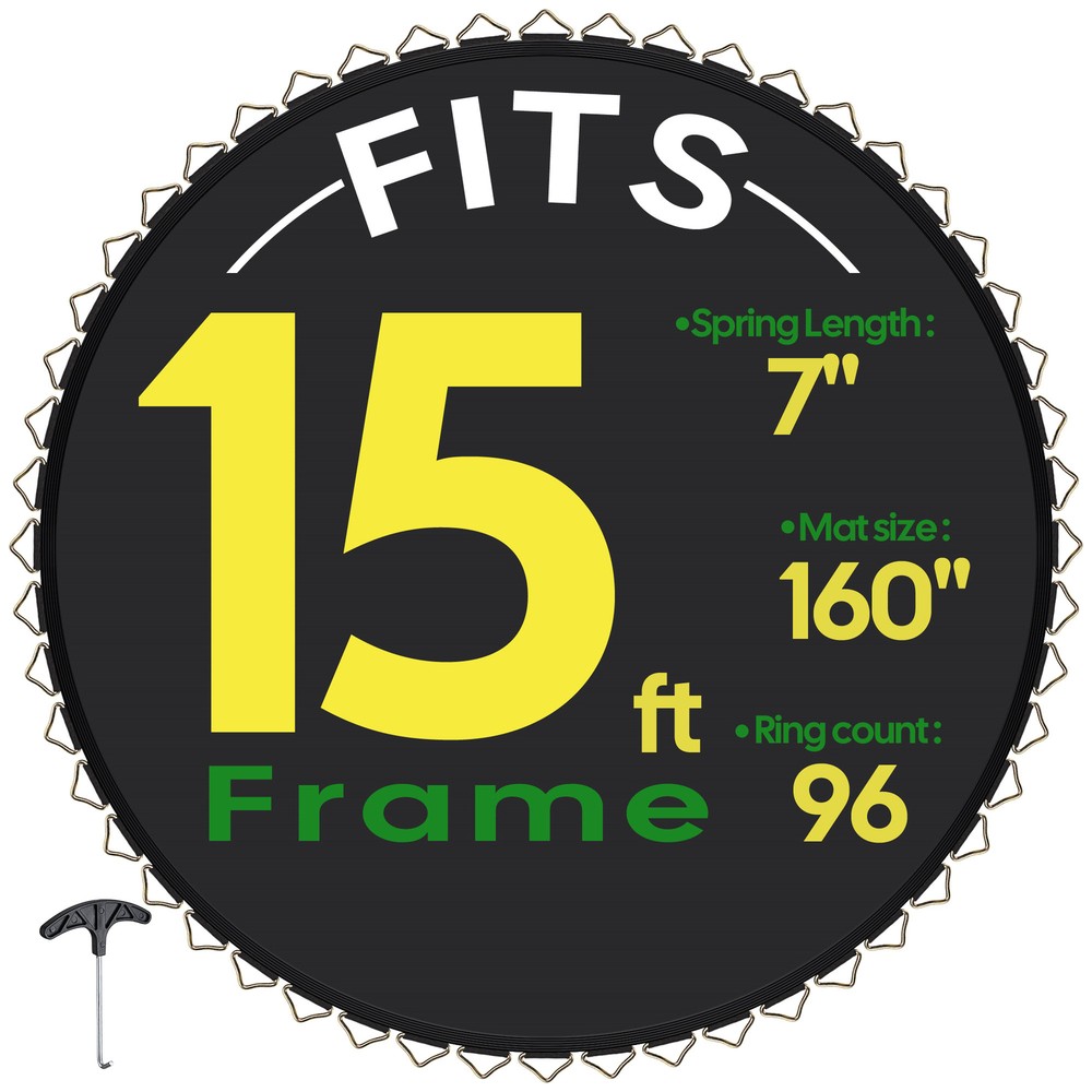 Yescom Trampoline Replacement Mat W/96V-Ring For 15″ Trampoline Frame 7″ Spring
