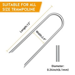 Trampoline Stakes U Shaped Anchors Heavy Duty Metal – 12″ Long Trampolines Gr…