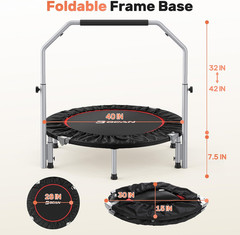 BCAN Foldable Mini Trampoline 40″ Fitness Rebounder w/ Handle 330 Lbs