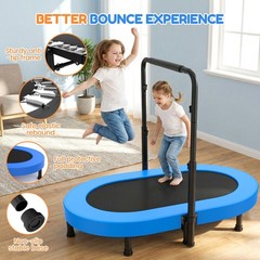 56” Foldable Trampoline w/Adjustable Handle 220lbs Capacity for Kids & Toddlers