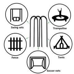 10inch Trampoline Stakes Heavy Duty Trampoline Parts Wind Stakes U Type 8pcs Gro