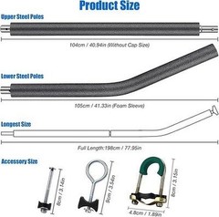 TOBWOLF 2 Sets Trampoline Replacement Poles Universal 8-16FT 1.65″ #R035