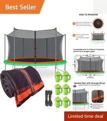 14ft Round Trampoline Replacement Net with 6 Pole Caps – UV & Weather Resistant