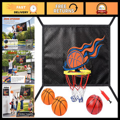 Trampoline Basketball Hoop Set with 3 Balls & Pump – Easy Install Universal Fit