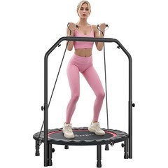 Adjustable Indoor Rebounder Trampoline W/ Resistance Bands Foldable Mini Fitness