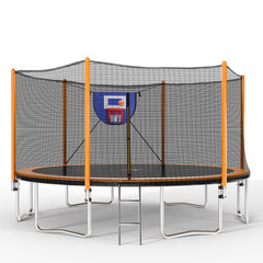 Upgrade- 14FT Trampoline with Basketball Hoop Inflator and Ladder