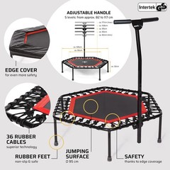 SportPlus Indoor Trampoline, Blue/Green/Red, Rebounder Home Fitness Trampoline