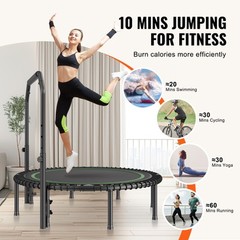 VEVOR 48″ Foldable Mini Fitness Trampoline Adults Exercise Rebounder with Handle