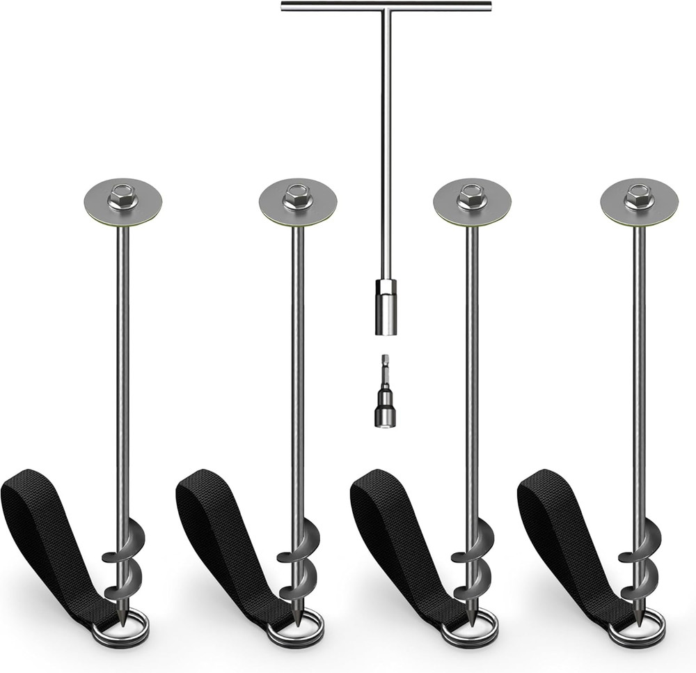 Jumpflex Trampoline Anchor Kit PRO, Heavy-Duty Metal Ground Anchors Set, Easy-To