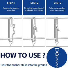 Heavy Duty Trampoline Stakes Set with Steel Anchors for Canopies and Outdoor