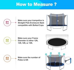Trampoline Net Replacement, 12ft 13ft 14ft 15ft Round Frame Trampoline Safety…