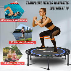 40″-48″ Silent Mini Trampoline Fitness Trampoline Bungee Rebounder Jumping Cardi