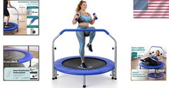 Compact 40″ Fitness Trampoline with Adjustable Handle for All Ages – Safe Design