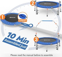 Portable 40″/48″ Mini Trampoline with Adjustable Bar – Perfect for Home Gym