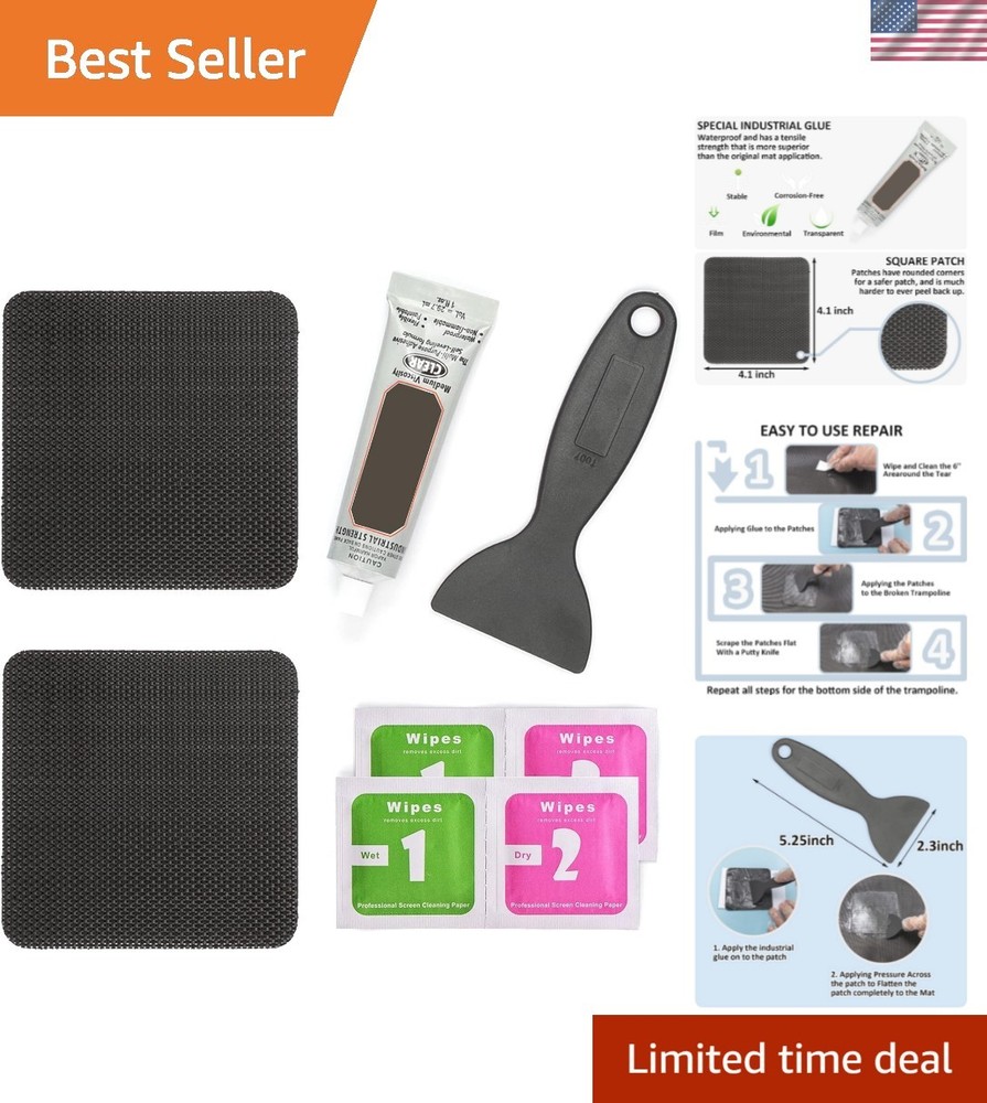 Hareyou Trampoline Patch Repair Kit 4″X 4″ Square On Patches | Repair Trampol…