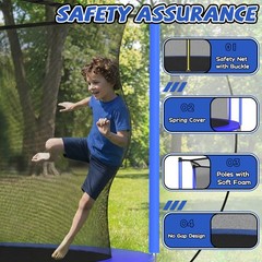 12ft Trampoline with Basketball Hoop, Safety Enclosure Net & Ladder