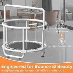 55″ Kids Indoor Trampoline with Safety Net, Adjustable Gymnastics Bar & Toys …