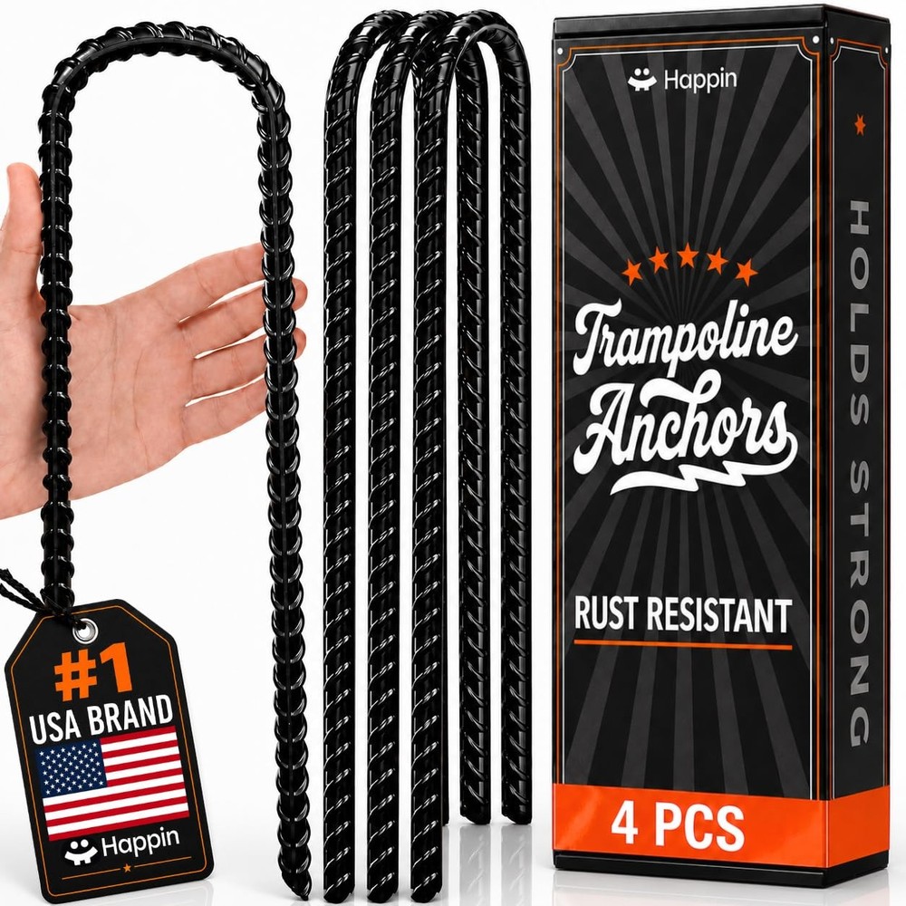 Happin® 12 Inch Trampoline Anchors, Trampoline Stakes, Ground Stakes Heavy Du…