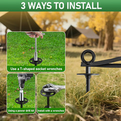 Ground Anchors Screw In Heavy Duty Stakes Kit for Trampolines Swing Sets Shed