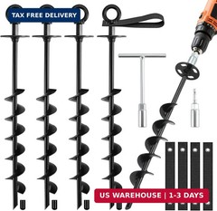 Ground Anchors Screw in – Heavy Duty Trampoline Anchors/Stakes for High Wind, 4