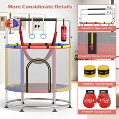 6-in-1 Kids Trampoline Combo 55″ Toddler Play Activity Center w/Hammock Red