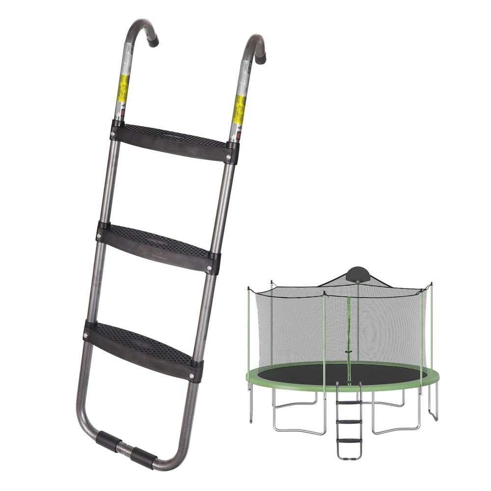 Trampoline Ladder 3-Step with Wide Steps, 220Lbs Capacity, UV Treated Steel