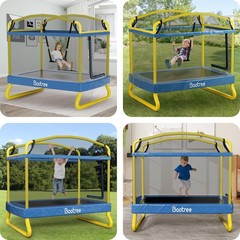 6.5FT Rectangle Trampoline with Swing Safety Enclosure Backyard for Kids Toddler