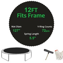 Heavy-Duty Replacement Trampoline Mat, UV-Resistant Bounce Pad for 12/14/15ft Ro